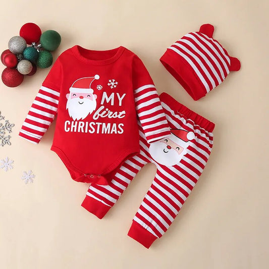 santa xmas romper 3pcs set