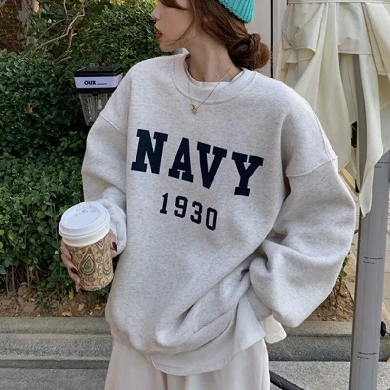 navy crewneck