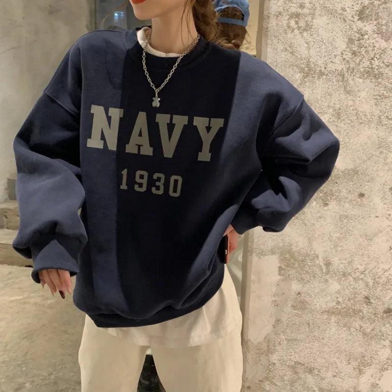 navy crewneck